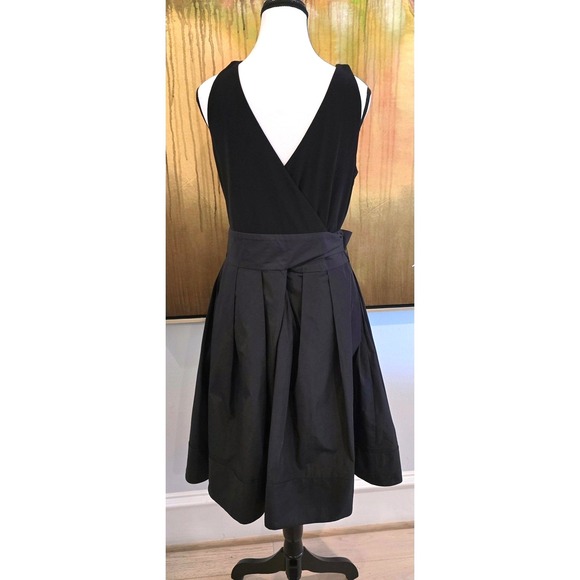 Lauren Ralph Lauren Dress Womens 12 Black Fit & Flare Sleeveless Tie Waist Bow - Picture 4 of 11